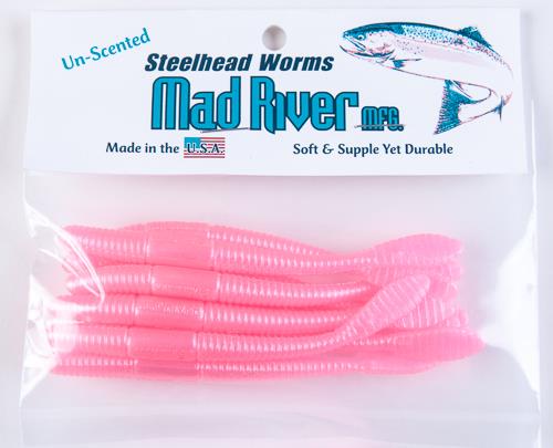 Unscented Steelhead Worms: Pink Pearl